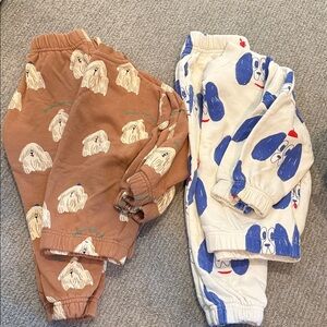 H&M Toddler Boys Joggers Brown and Cream Patterned Sweater and pants